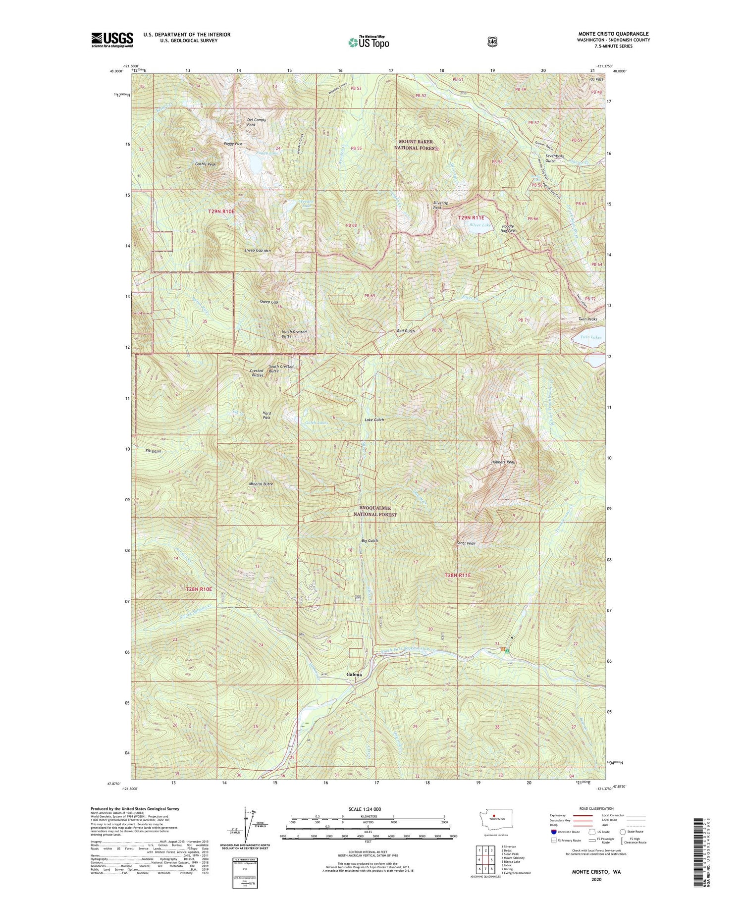 Monte Cristo Washington US Topo Map Image