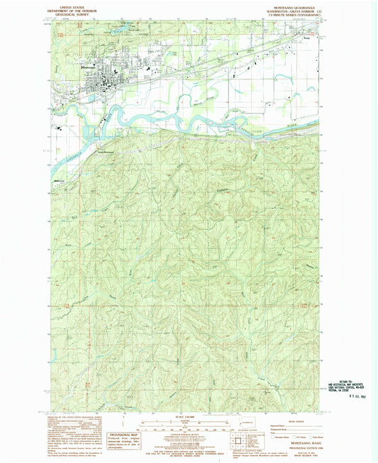 Classic USGS Montesano Washington 7.5'x7.5' Topo Map Image
