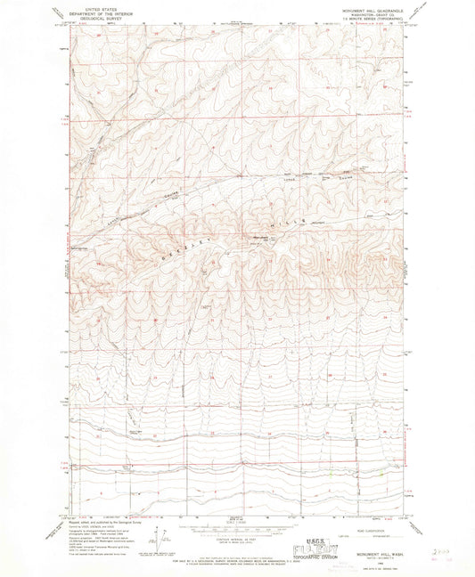 Classic USGS Monument Hill Washington 7.5'x7.5' Topo Map Image