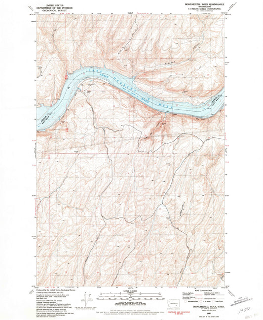 Classic USGS Monumental Rock Washington 7.5'x7.5' Topo Map Image