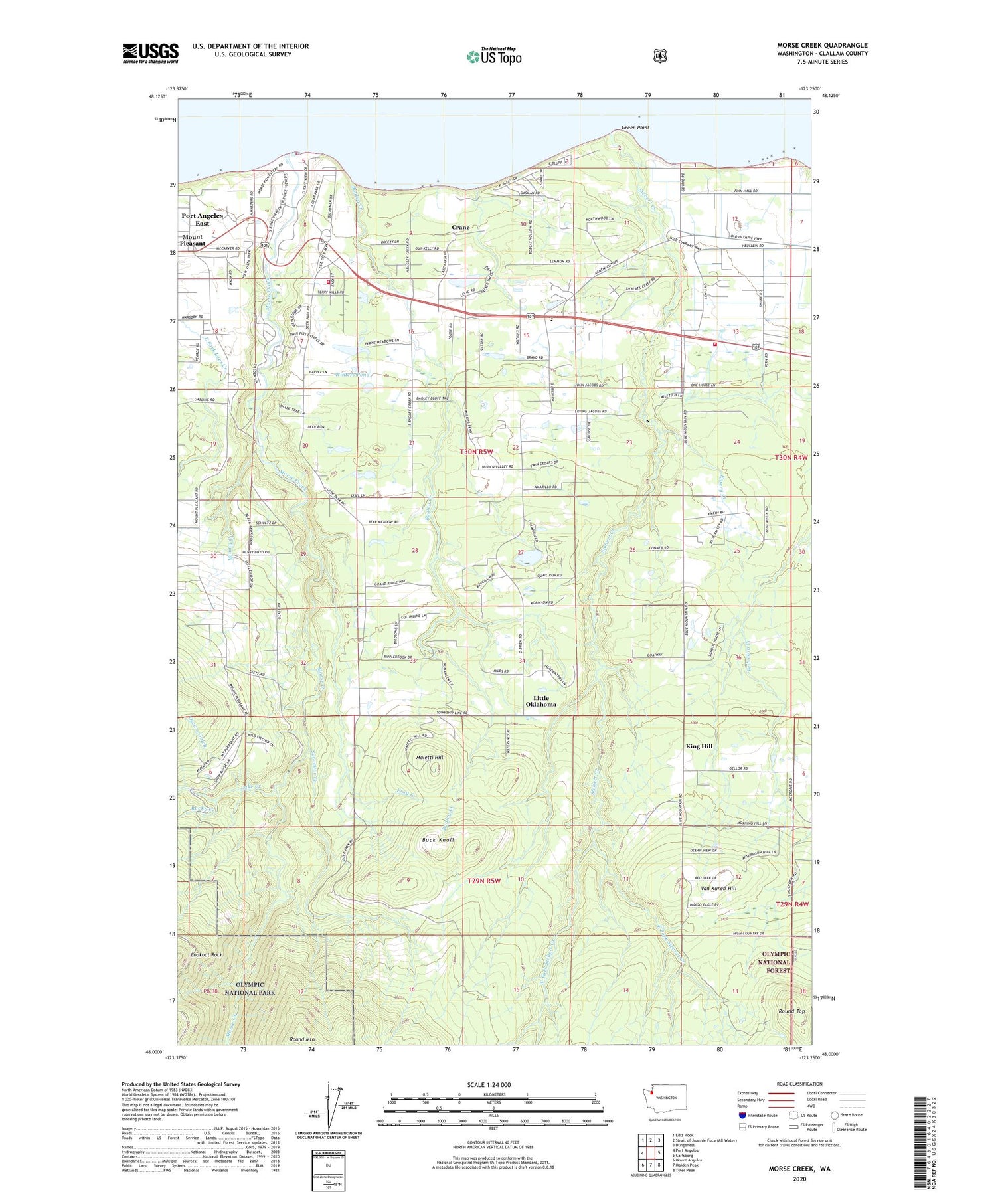 Morse Creek Washington US Topo Map Image