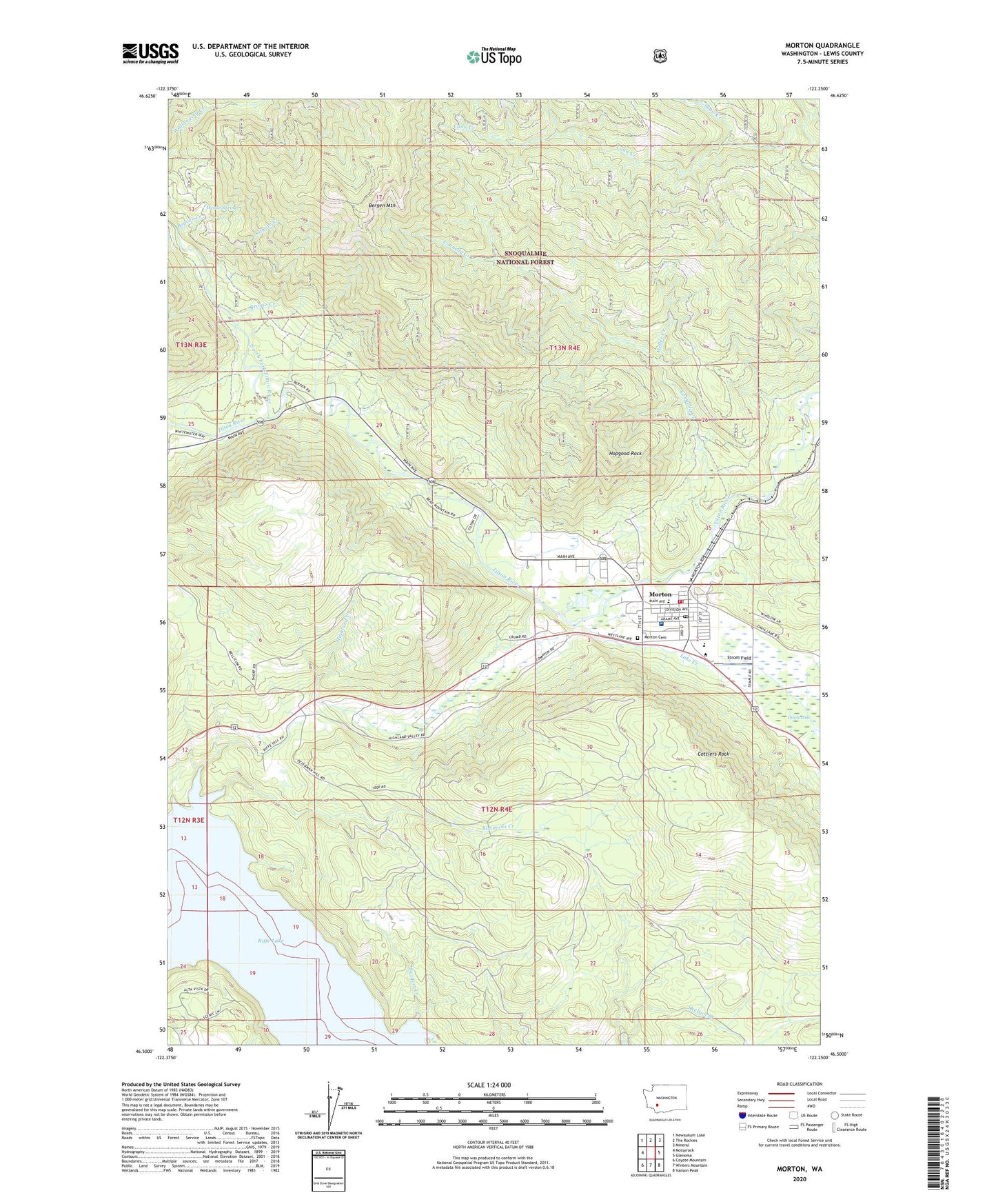 Morton Washington US Topo Map Image