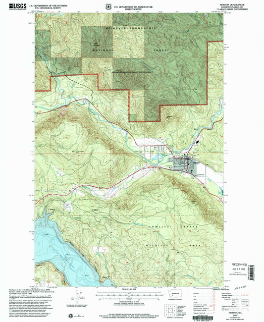 Classic USGS Morton Washington 7.5'x7.5' Topo Map Image