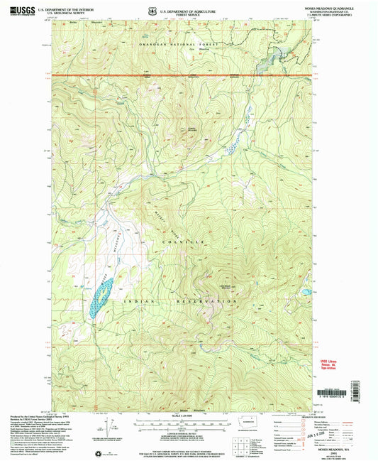 Classic USGS Moses Meadows Washington 7.5'x7.5' Topo Map Image