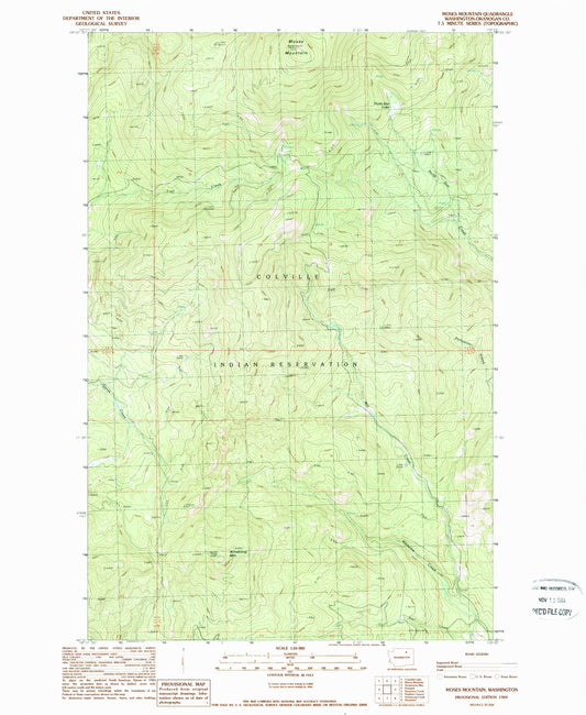 Classic USGS Moses Mountain Washington 7.5'x7.5' Topo Map Image