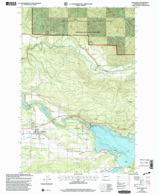 Classic USGS Mossyrock Washington 7.5'x7.5' Topo Map Image