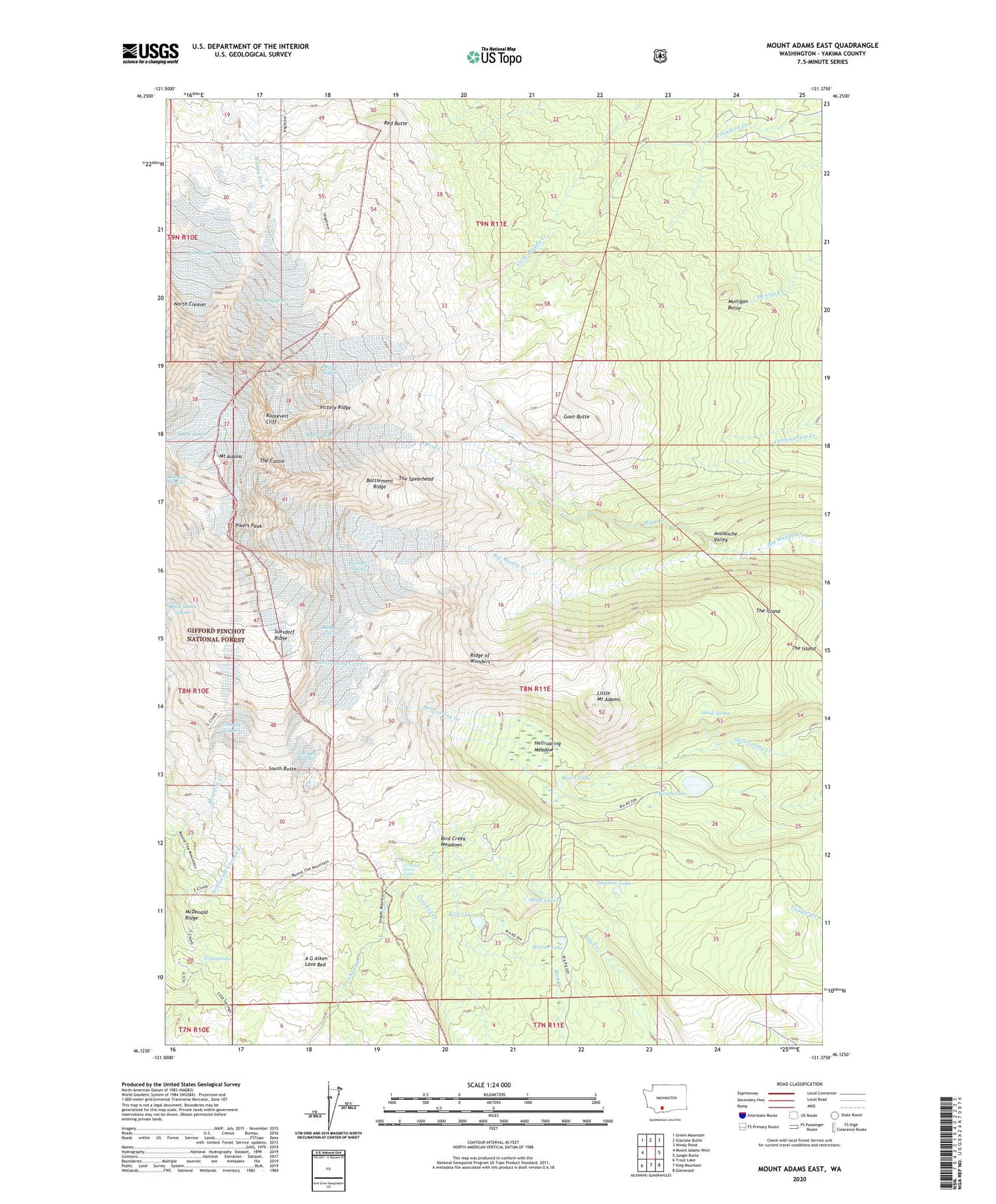 Mount Adams East Washington US Topo Map Image