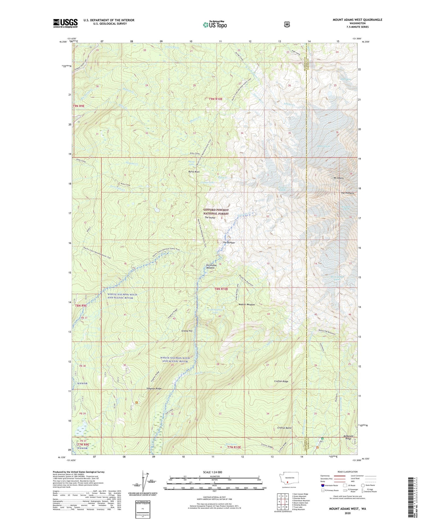 Mount Adams West Washington US Topo Map Image