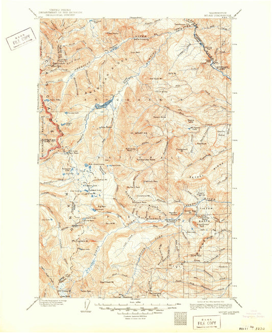 Historic 1904 Mount Aix Washington 30'x30' Topo Map Image
