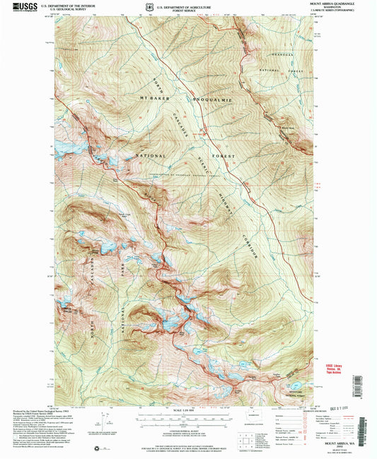 Classic USGS Mount Arriva Washington 7.5'x7.5' Topo Map Image