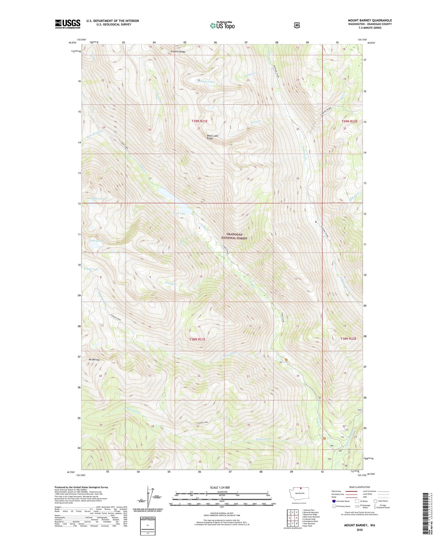 Mount Barney Washington US Topo Map Image