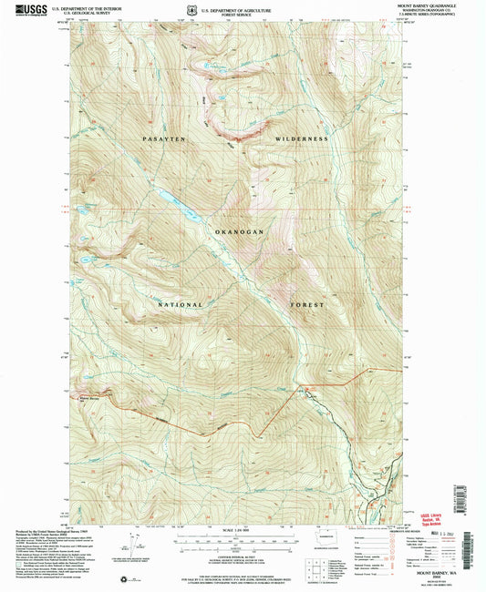 Classic USGS Mount Barney Washington 7.5'x7.5' Topo Map Image