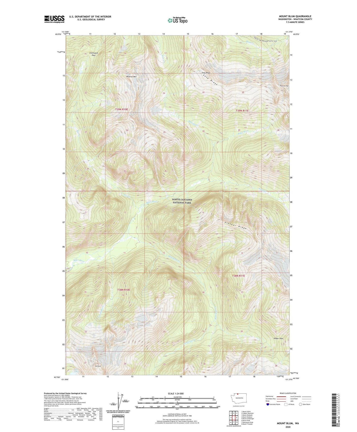Mount Blum Washington US Topo Map Image