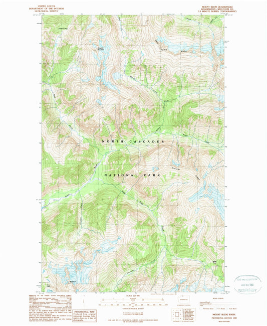 Classic USGS Mount Blum Washington 7.5'x7.5' Topo Map Image