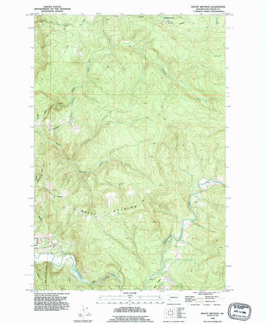 Classic USGS Mount Brynion Washington 7.5'x7.5' Topo Map Image