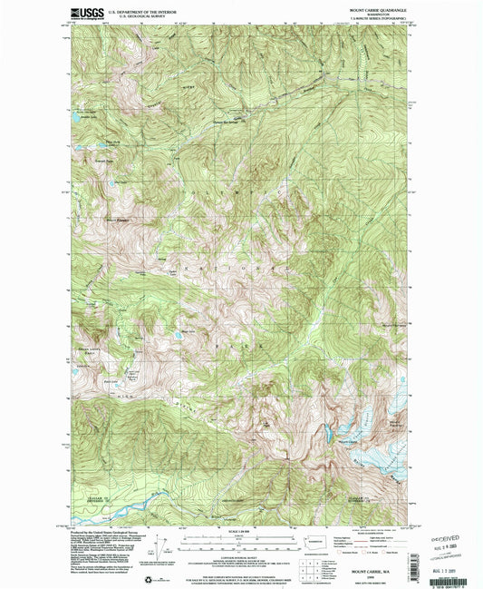 Classic USGS Mount Carrie Washington 7.5'x7.5' Topo Map Image