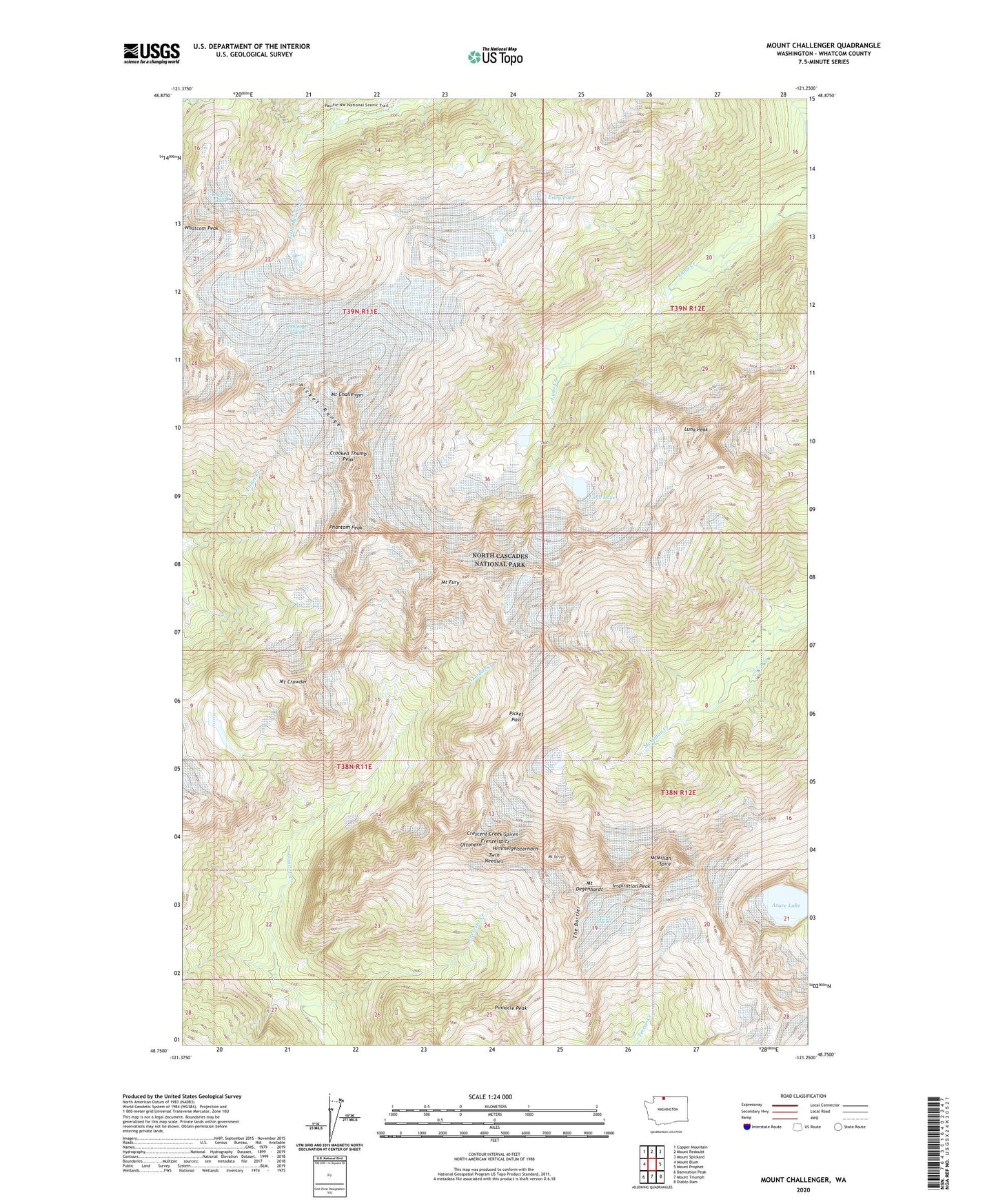 Mount Challenger Washington US Topo Map Image