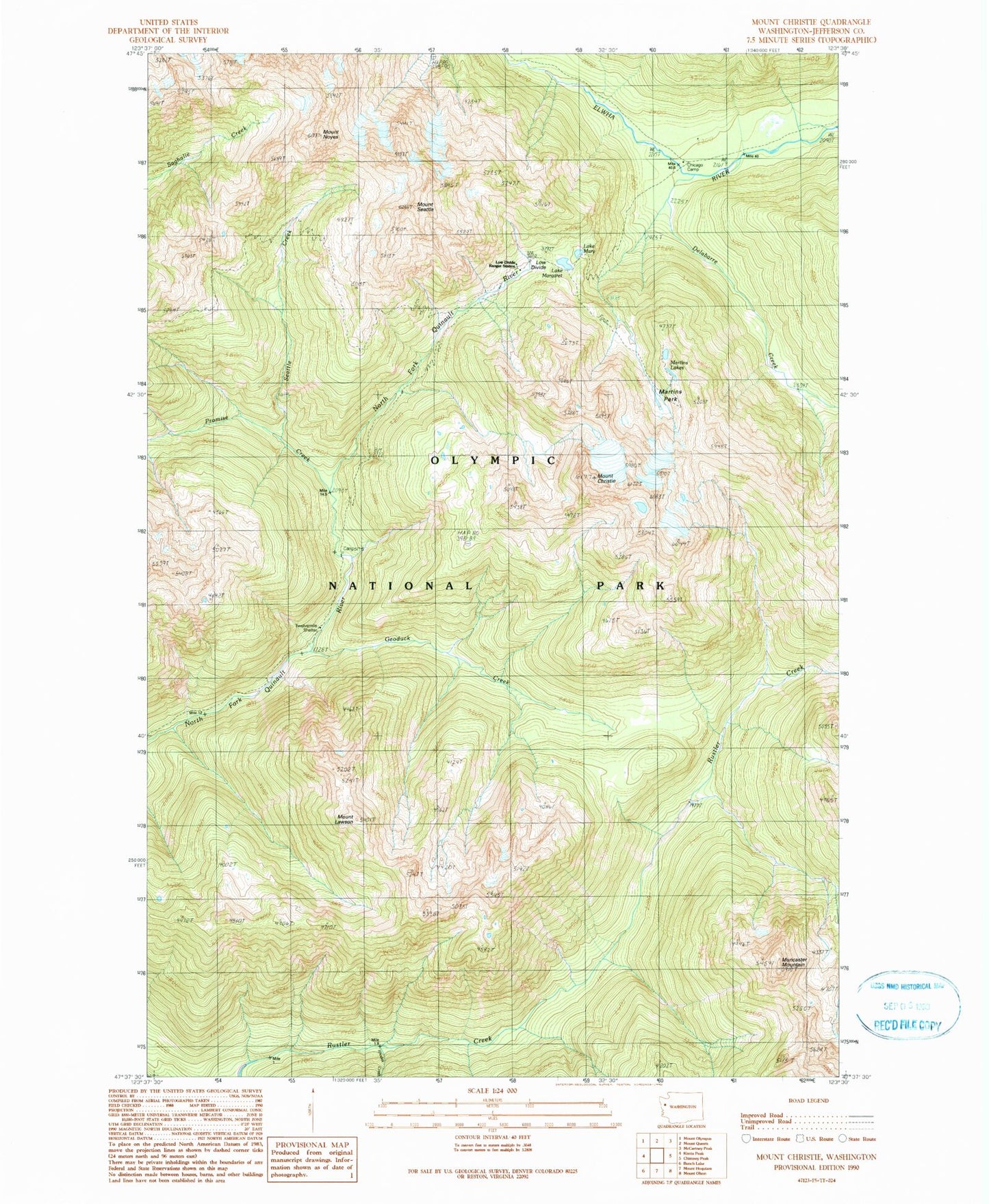Classic USGS Mount Christie Washington 7.5'x7.5' Topo Map Image
