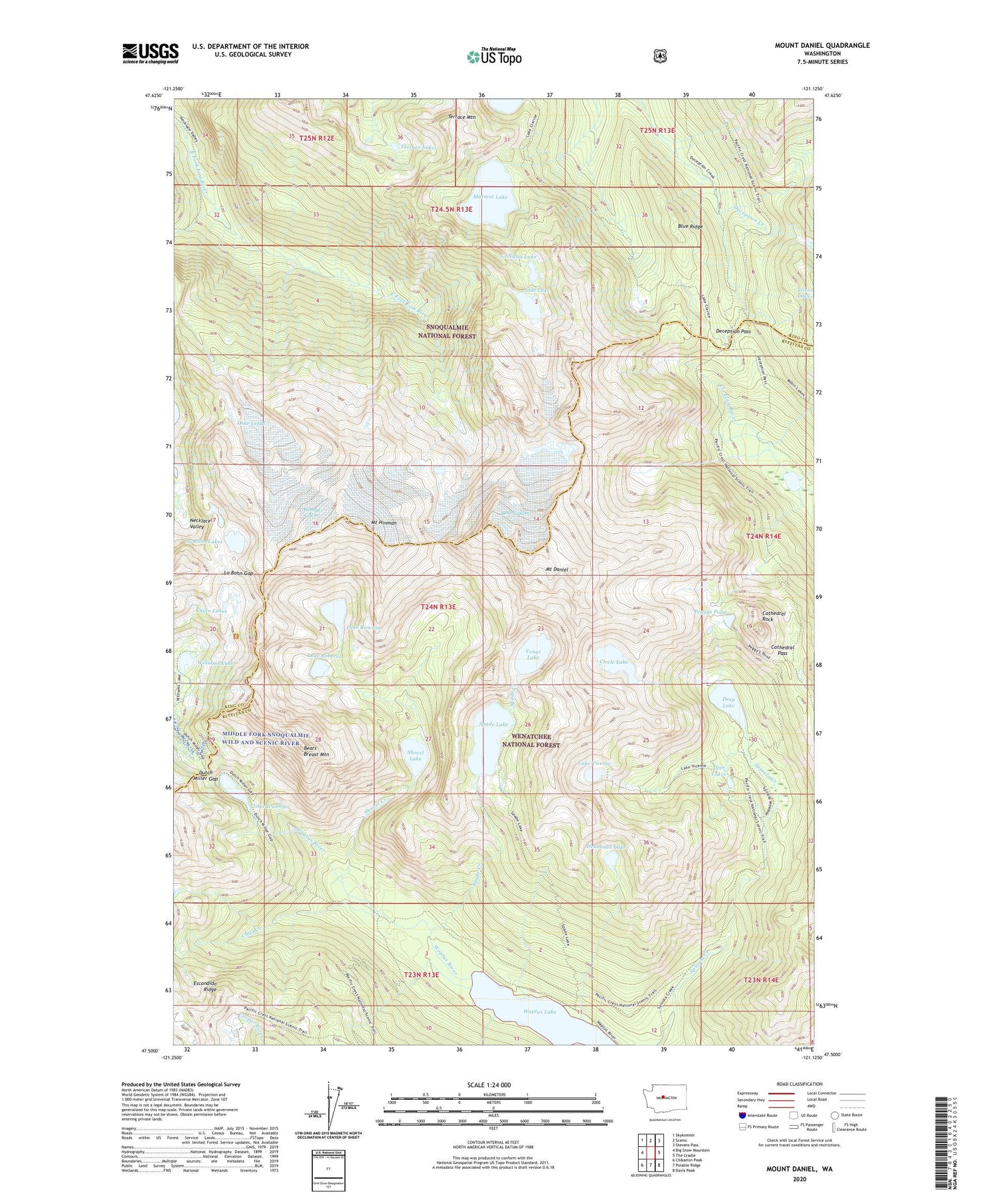 Mount Daniel Washington US Topo Map Image
