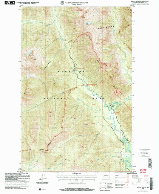 Classic USGS Mount David Washington 7.5'x7.5' Topo Map Image