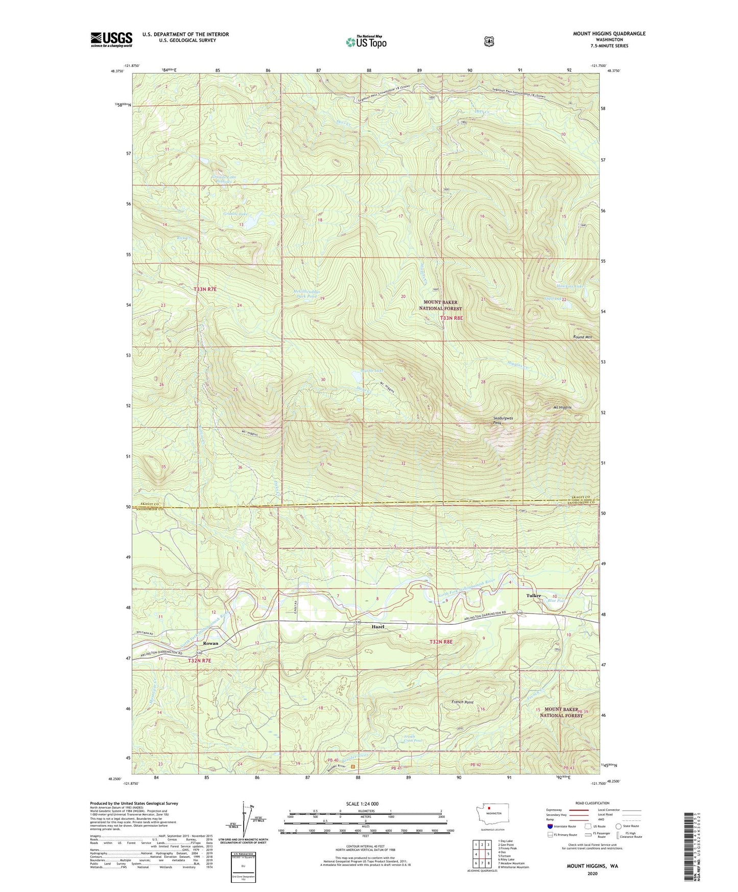 Mount Higgins Washington US Topo Map Image