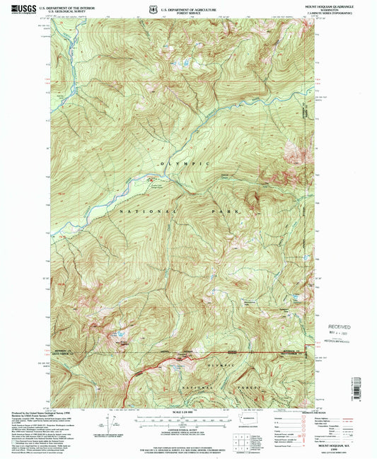Classic USGS Mount Hoquiam Washington 7.5'x7.5' Topo Map Image