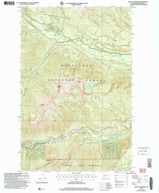 Classic USGS Mount Howard Washington 7.5'x7.5' Topo Map Image