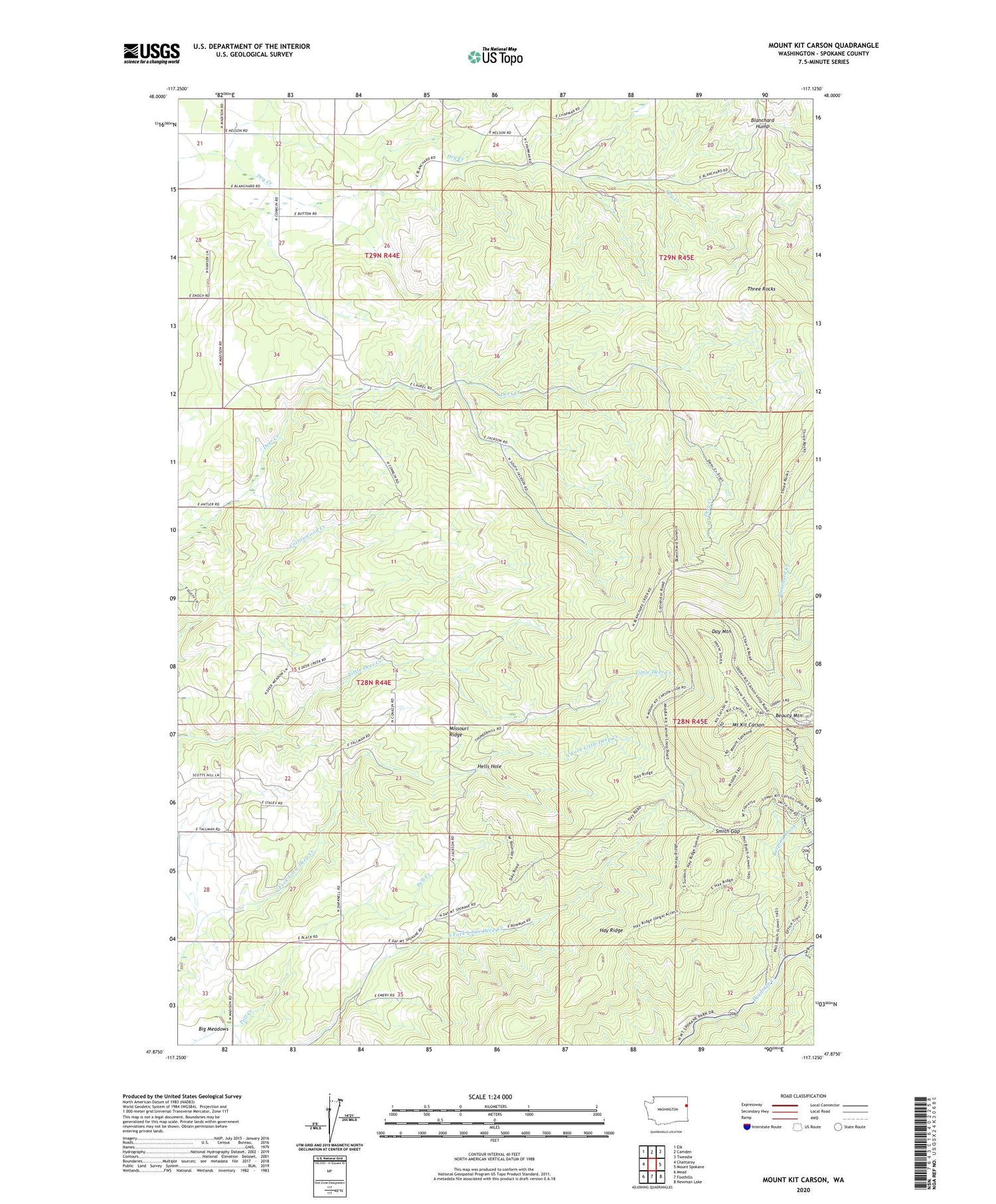 Mount Kit Carson Washington US Topo Map Image