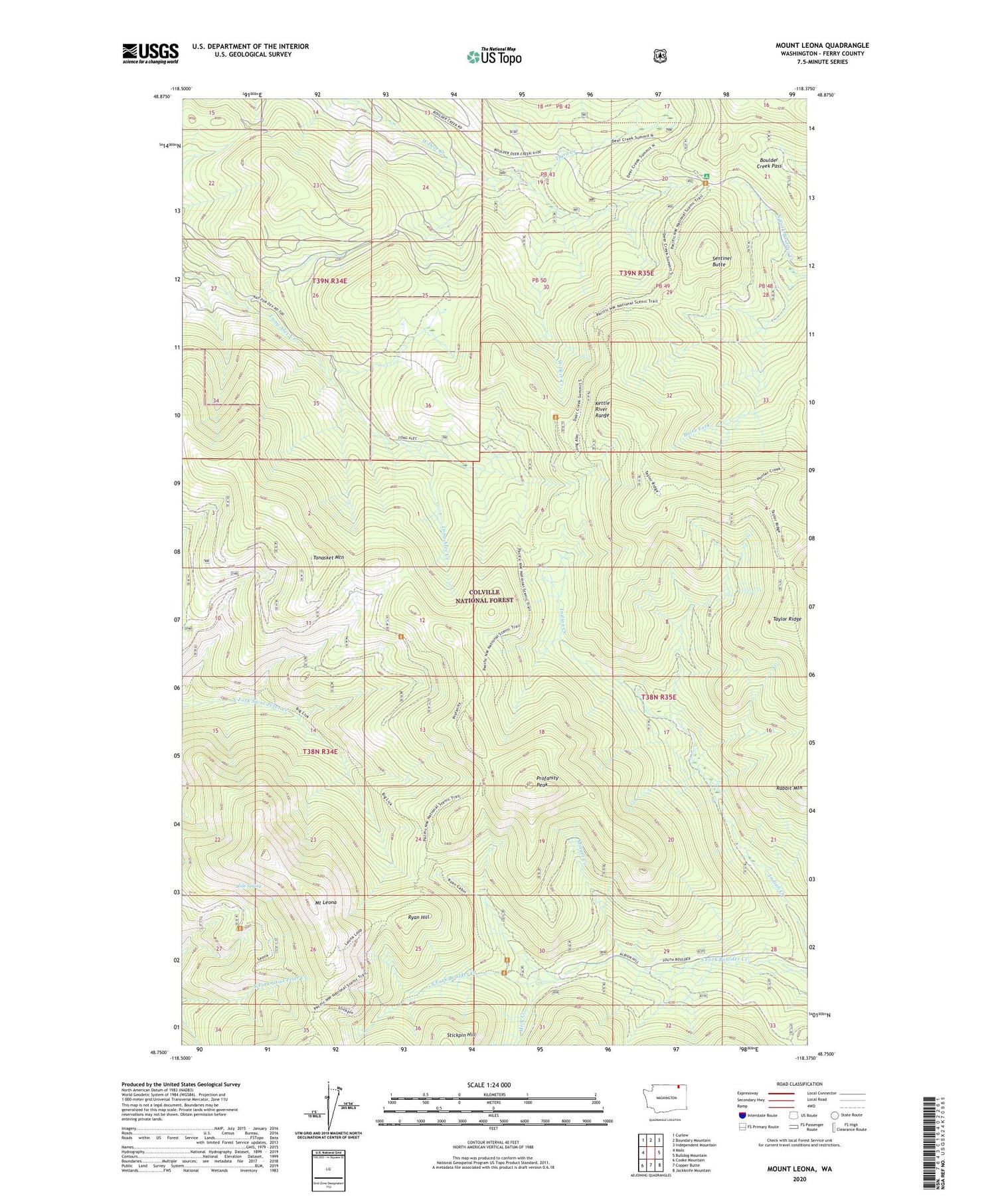 Mount Leona Washington US Topo Map Image