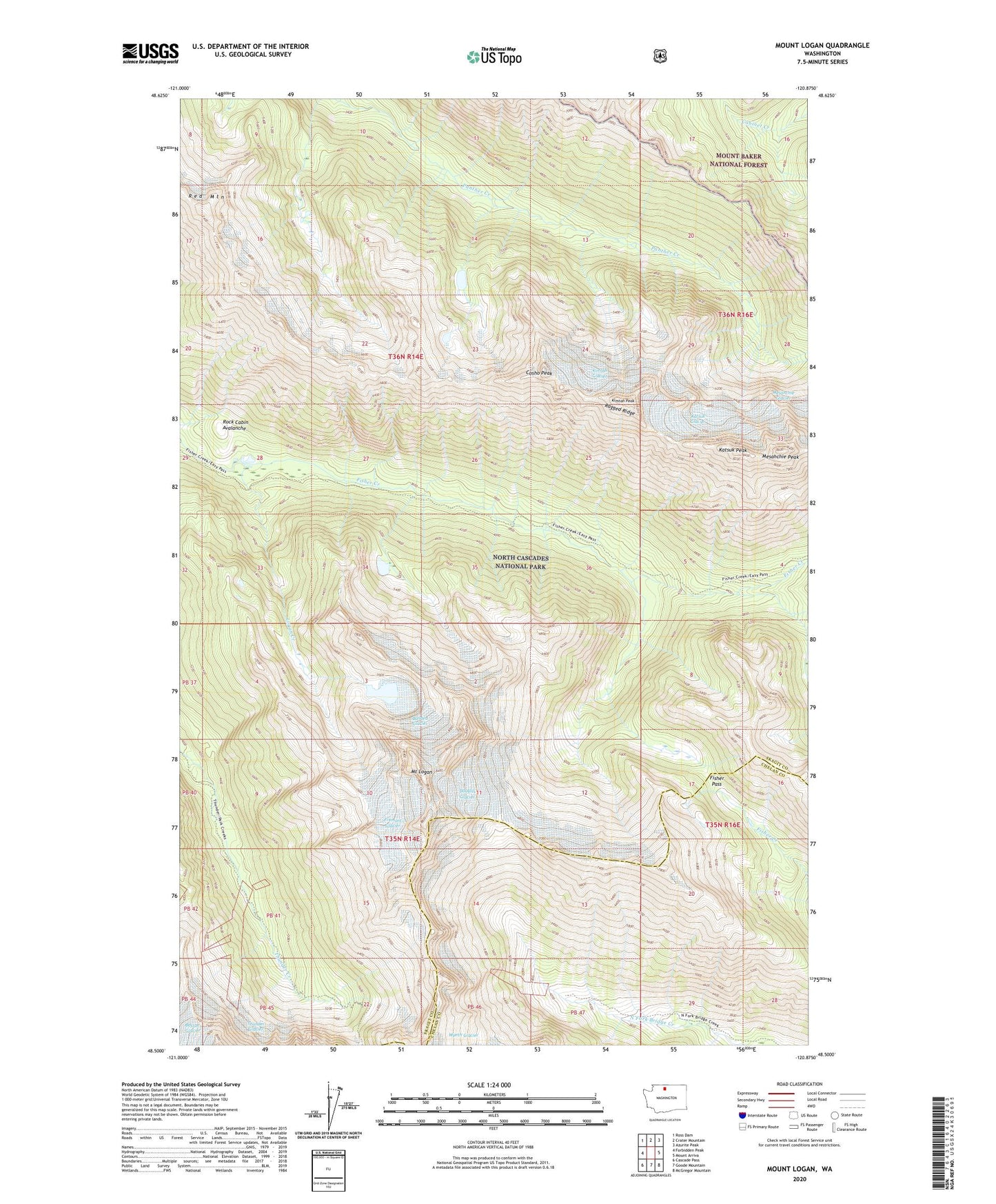 Mount Logan Washington US Topo Map Image
