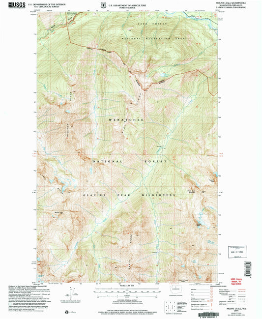 Classic USGS Mount Lyall Washington 7.5'x7.5' Topo Map Image