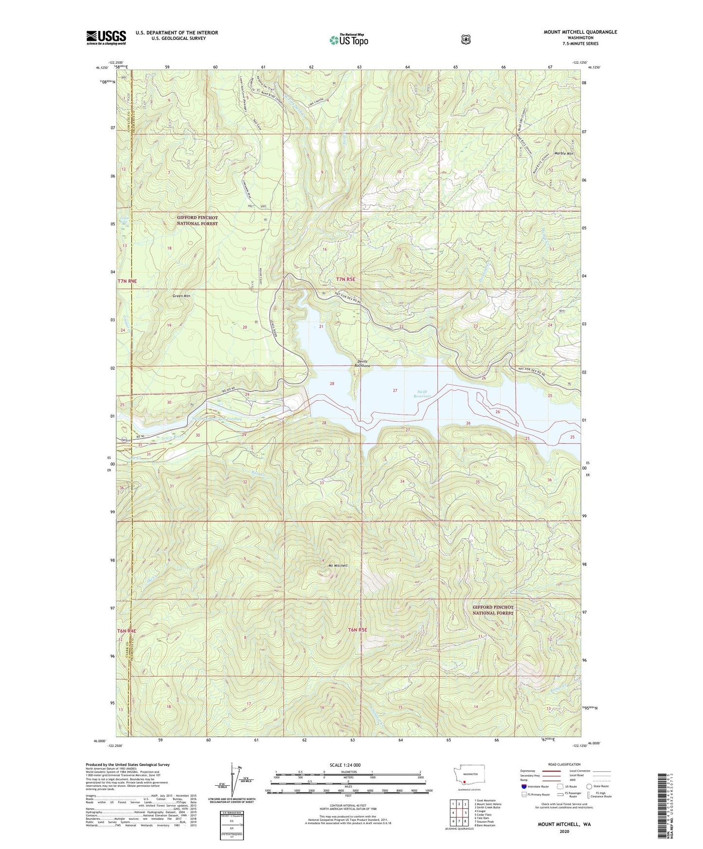 Mount Mitchell Washington US Topo Map Image