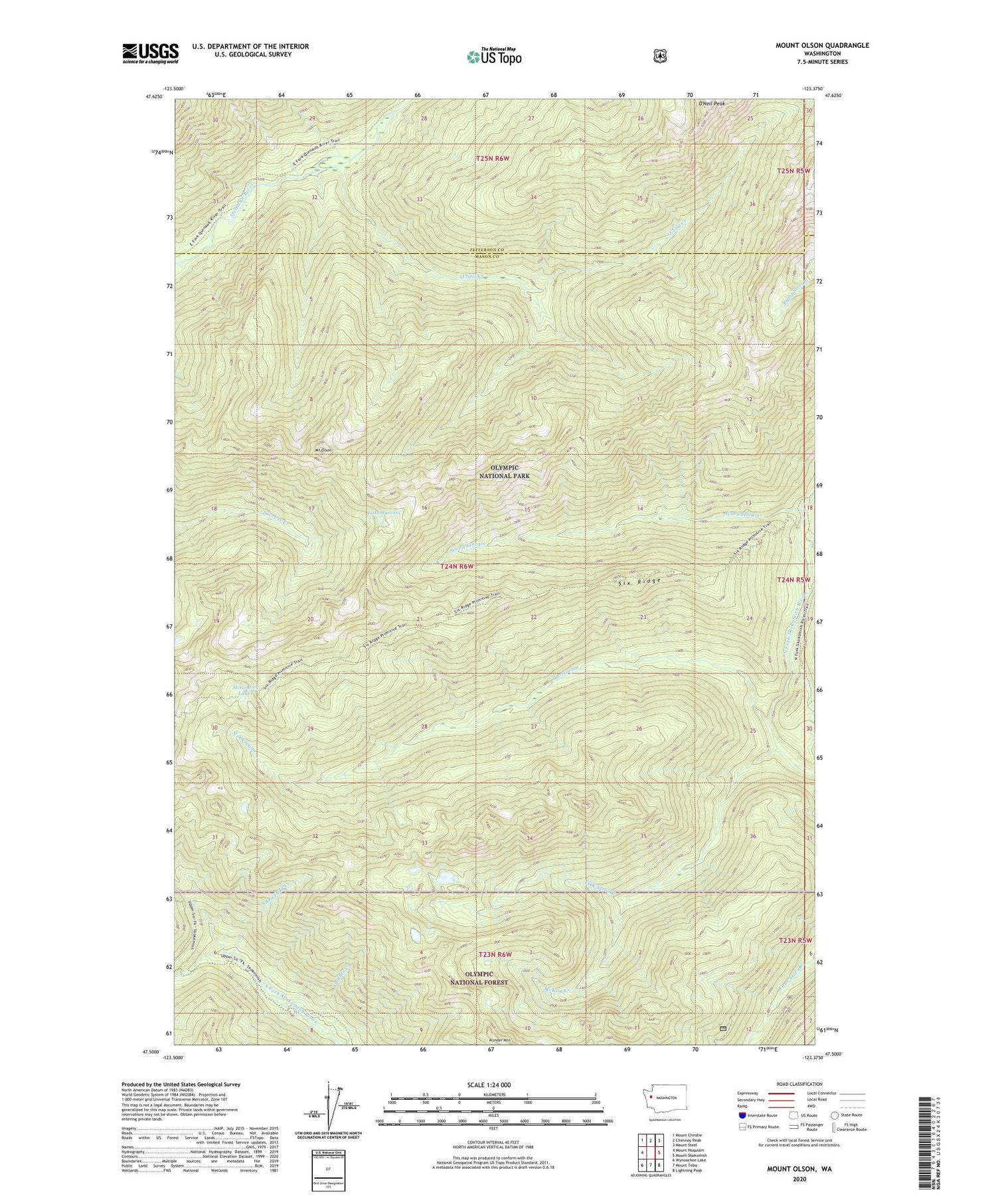Mount Olson Washington US Topo Map Image