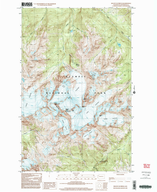Classic USGS Mount Olympus Washington 7.5'x7.5' Topo Map Image