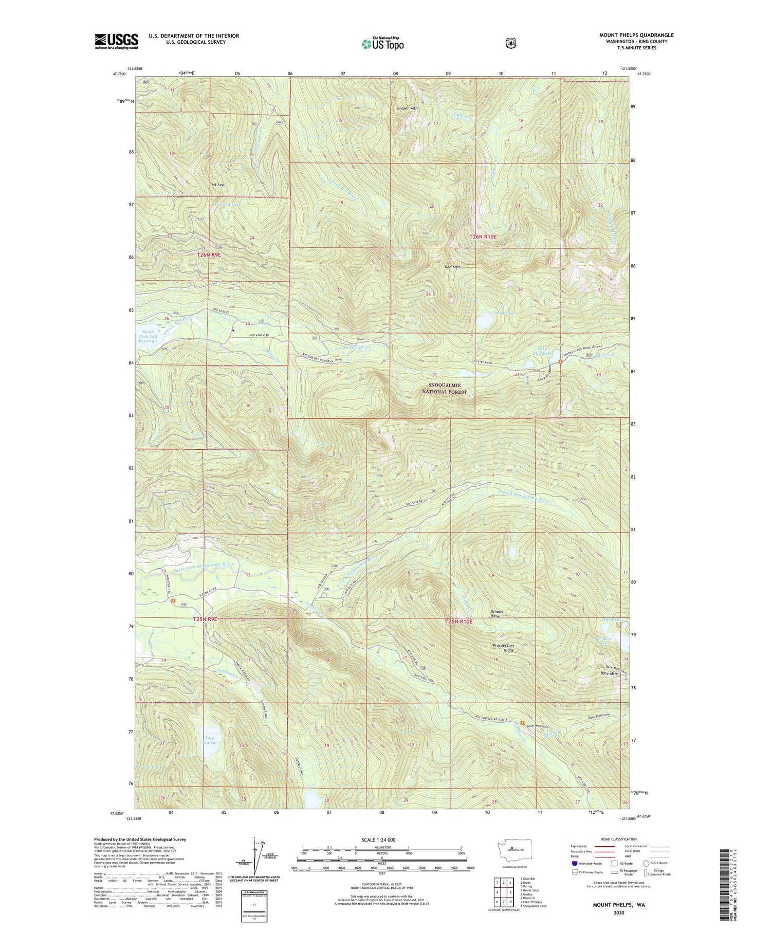Mount Phelps Washington US Topo Map Image