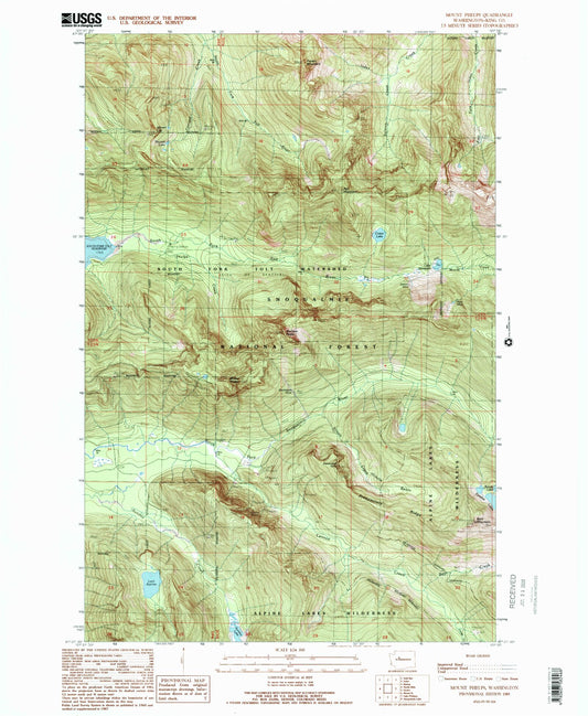 Classic USGS Mount Phelps Washington 7.5'x7.5' Topo Map Image