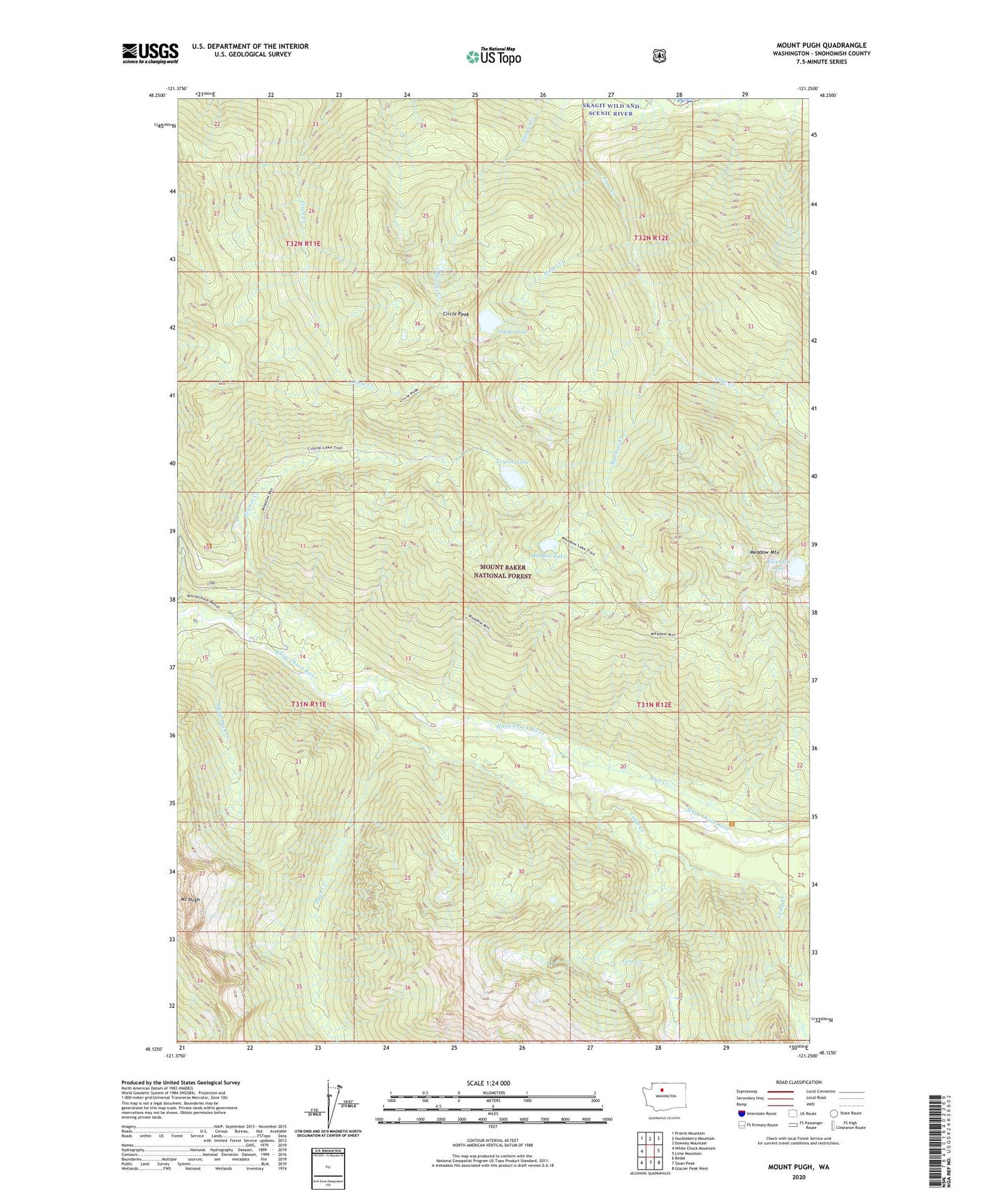 Mount Pugh Washington US Topo Map Image