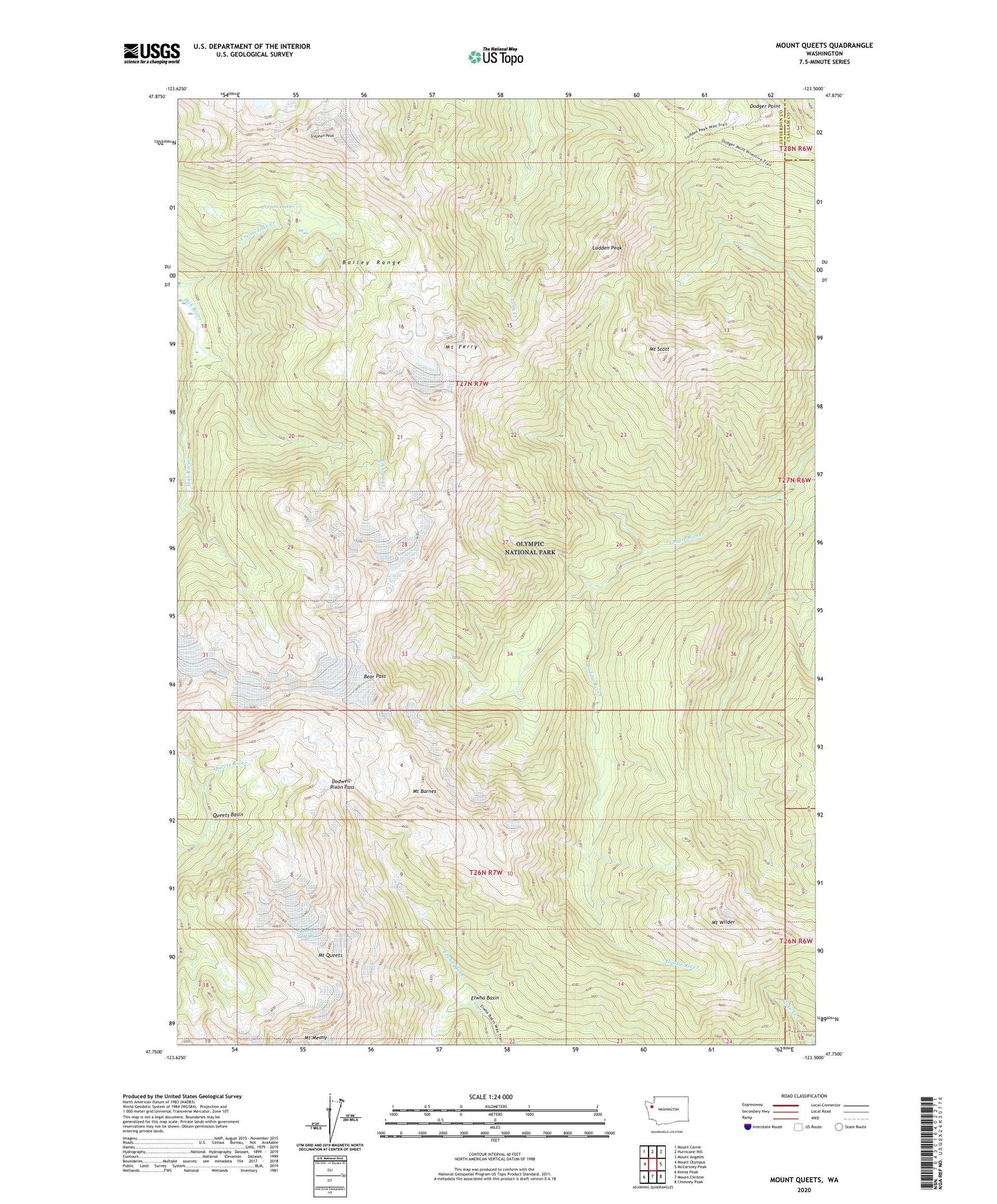 Mount Queets Washington US Topo Map Image