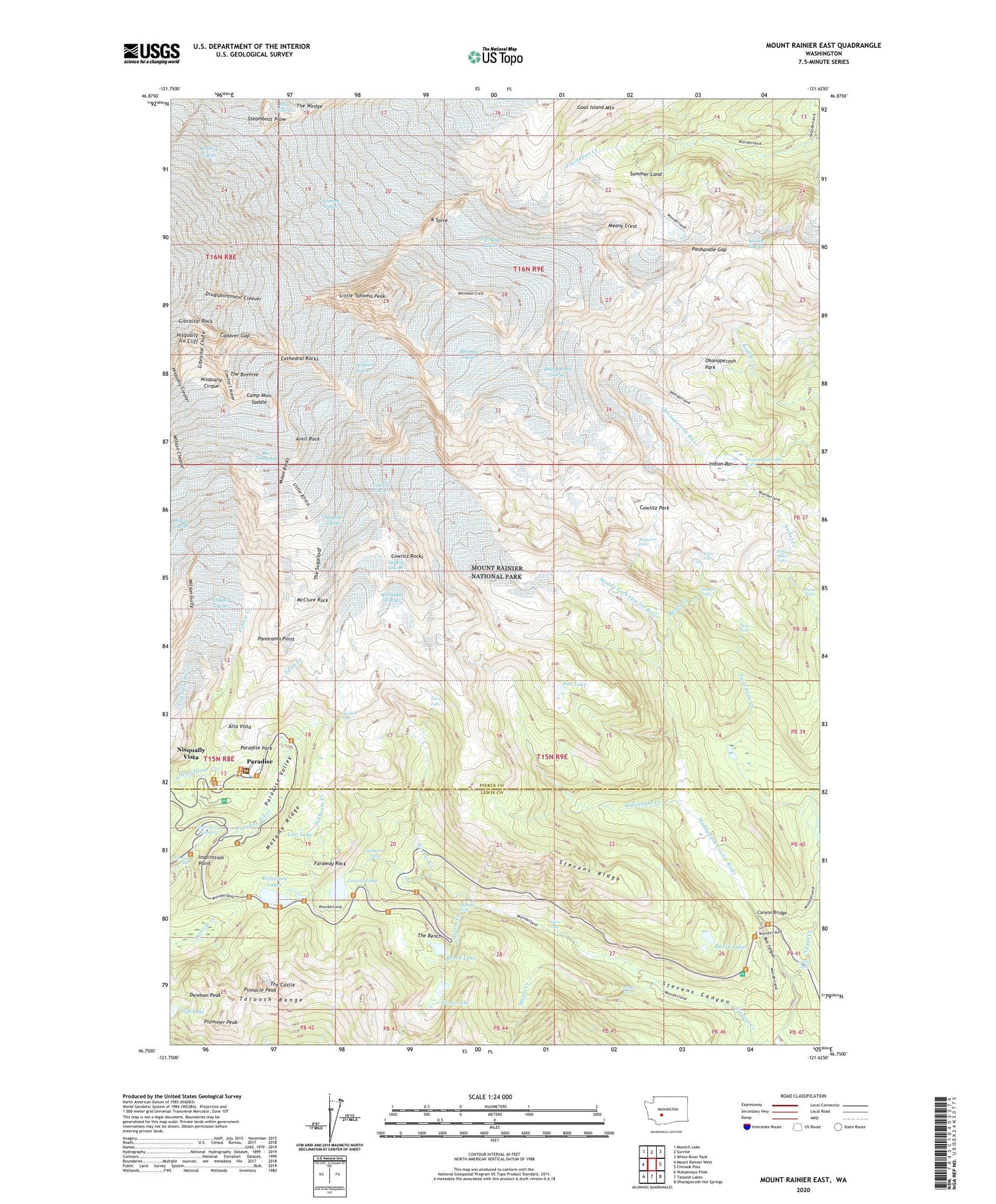 Mount Rainier East Washington US Topo Map Image