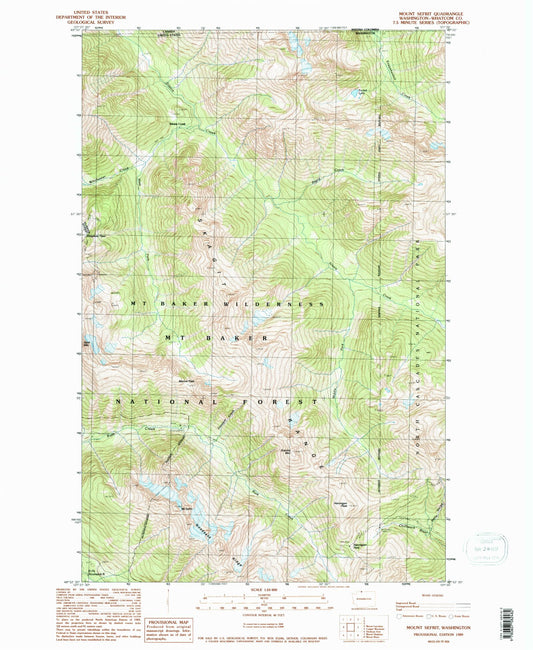 Classic USGS Mount Sefrit Washington 7.5'x7.5' Topo Map Image