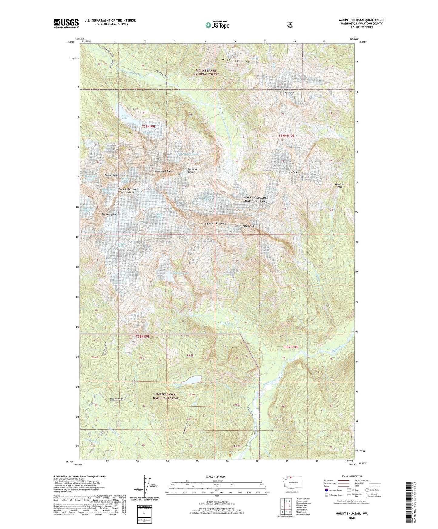 Mount Shuksan Washington US Topo Map Image
