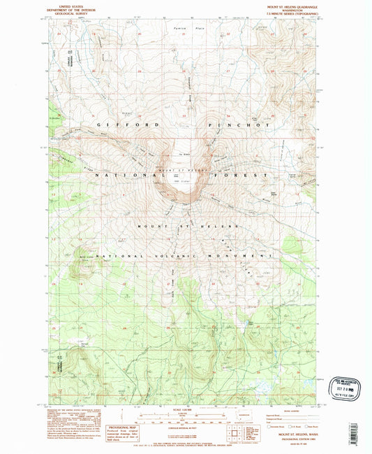 USGS Classic Mount Saint Helens Washington 7.5'x7.5' Topo Map Image