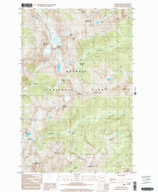 Classic USGS Mount Steel Washington 7.5'x7.5' Topo Map Image
