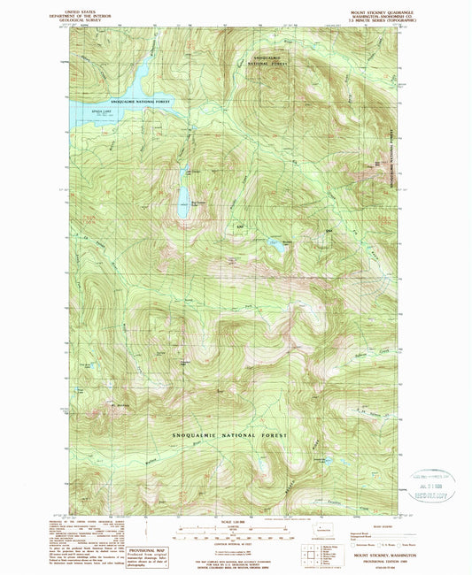 Classic USGS Mount Stickney Washington 7.5'x7.5' Topo Map Image