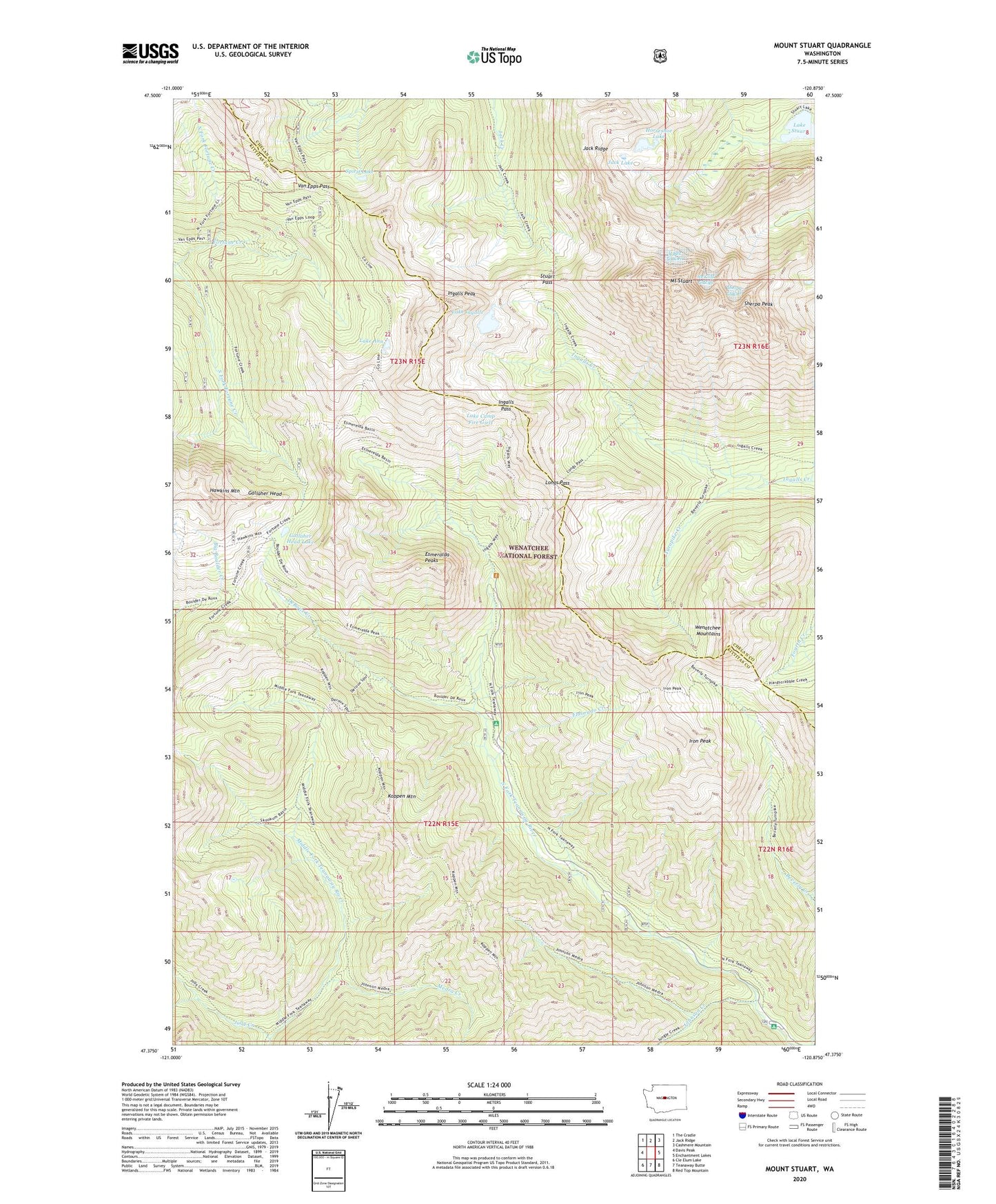 Mount Stuart Washington US Topo Map Image