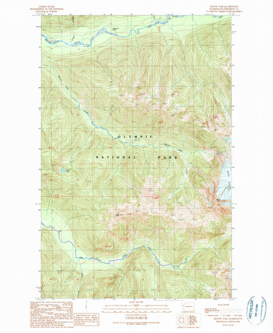 Classic USGS Mount Tom Washington 7.5'x7.5' Topo Map Image