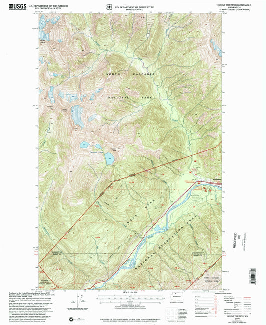 Classic USGS Mount Triumph Washington 7.5'x7.5' Topo Map Image