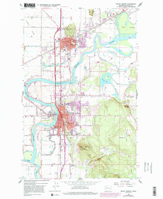 Classic USGS Mount Vernon Washington 7.5'x7.5' Topo Map Image