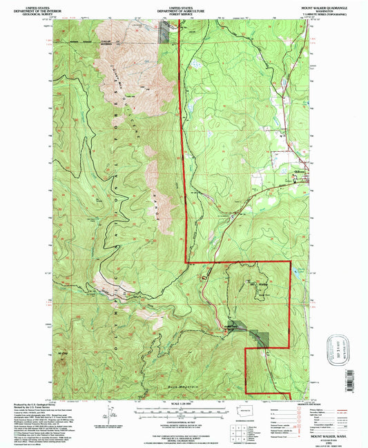 Classic USGS Mount Walker Washington 7.5'x7.5' Topo Map Image