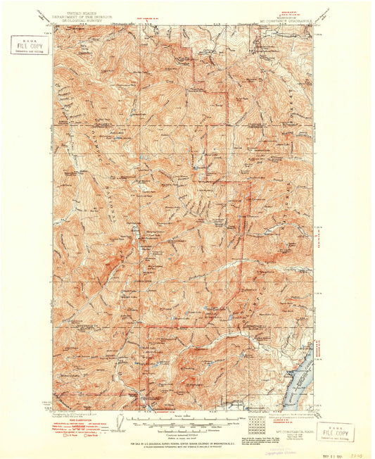 Historic 1938 Mount Constance Washington 30'x30' Topo Map Image